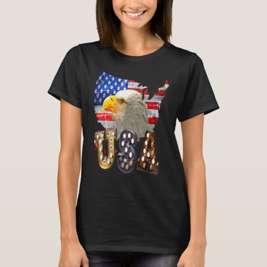 Eagle Usa Lightbulb 4th Of July Memorial Independe Tシャツ (正面)