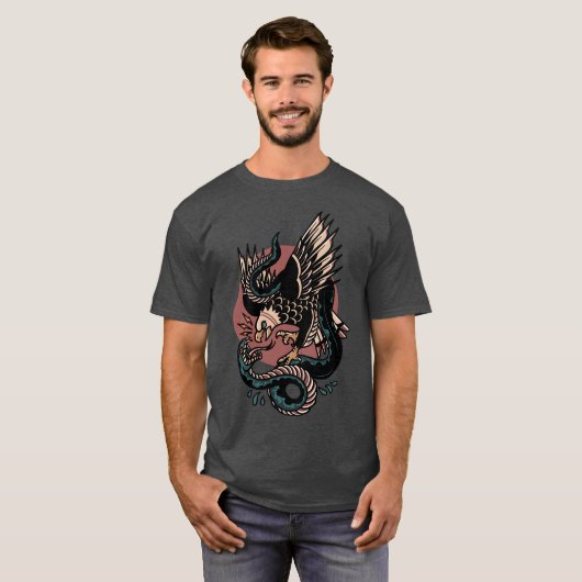Eagle Versus Snakeraditionalattoo funny Tシャツ (正面フル)