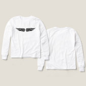 Eagle wing print black Kids' Long Sleeve Shirt (デザイン 正面＆背面)