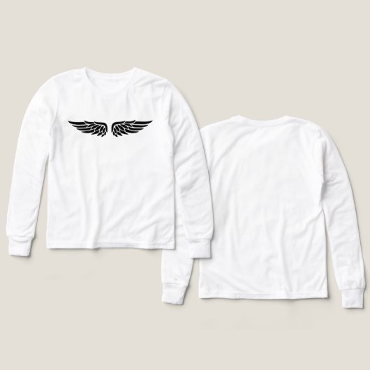 Eagle wing print black Kids' Long Sleeve Shirt (デザイン 正面＆背面)