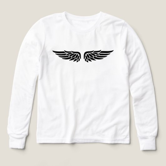 Eagle wing print black Kids' Long Sleeve Shirt (デザイン正面)