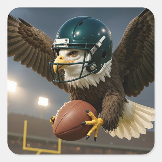 Eagle With a Football in a Sports Stadium スクエアシール (正面)