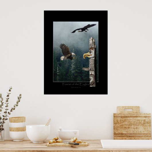 Eagles, Forest & Totem Poster ポスター (キッチン)