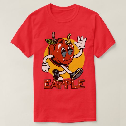 Eapple Red Appleおもしろいヴィンテージギフト Tシャツ (デザイン正面)
