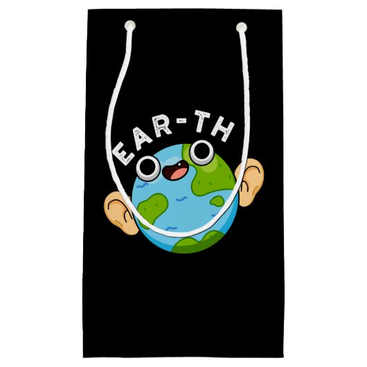 Ear-th Funny Earth Pun Dark BG スモールペーパーバッグ (正面)