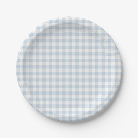 Early Autumn Classic Gingham | ダスティブルー ペーパープレート (正面)
