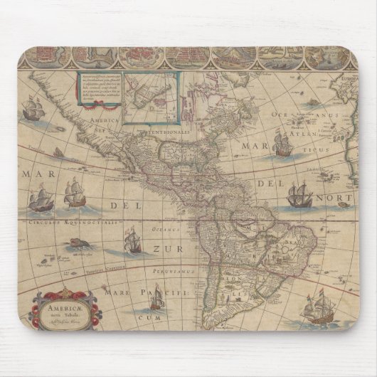 Early Map of the Americas (North & South America) マウスパッド (正面)