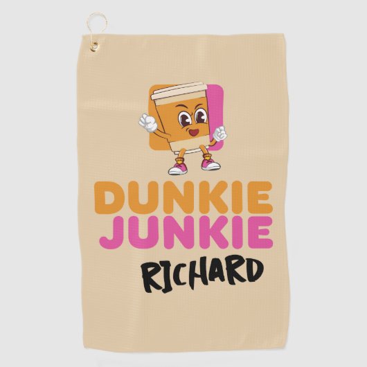 Early Morning Scramble Funny Coffee Mascot Spoof ゴルフタオル (正面)