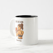 Earn The Win Boxing Girl Personalized Name ツートーンマグカップ (正面左)