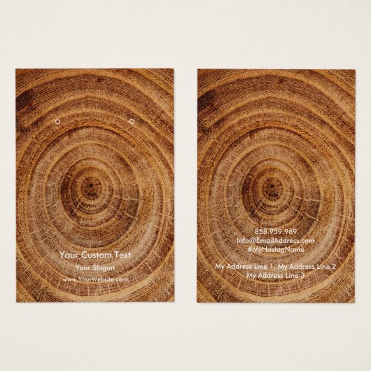 Earring Jewellery Display Card, Rustic Wood Ring (正面&裏面)