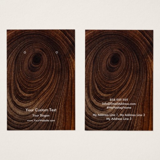 Earring Jewellery Display Card, Rustic Wood Ring (正面&裏面)