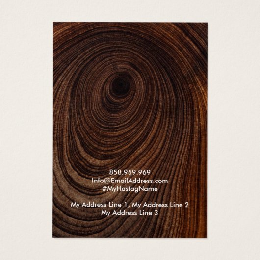 Earring Jewellery Display Card, Rustic Wood Ring (裏面)