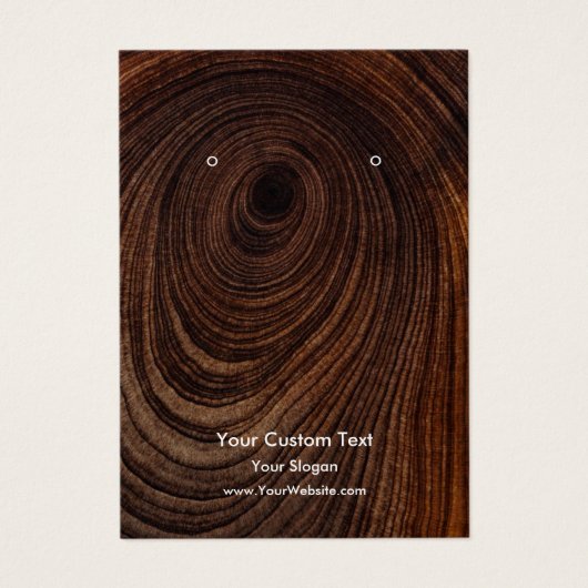 Earring Jewellery Display Card, Rustic Wood Ring (正面)