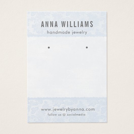 Earring Jewelry Display Card • Blue Floral Lace (正面)