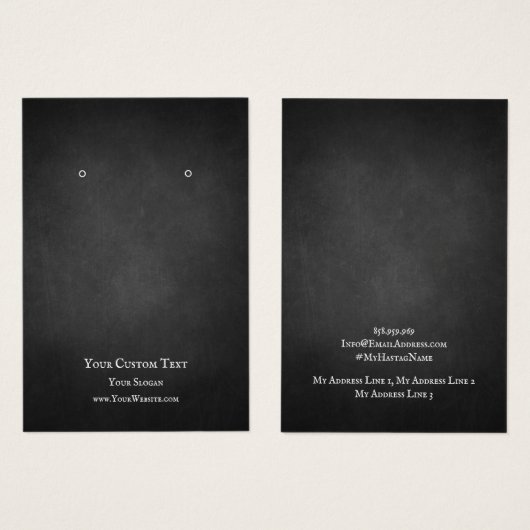 Earring Jewelry Display Card, Rustic Chalkboard (正面&裏面)