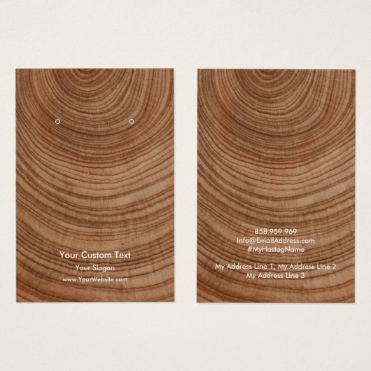 Earring Jewelry Display Card, Rustic Wood Ring (正面&裏面)