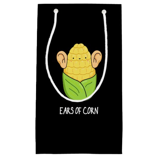 Ears Of Corn おもしろい Pun Dark BG スモールペーパーバッグ (正面)