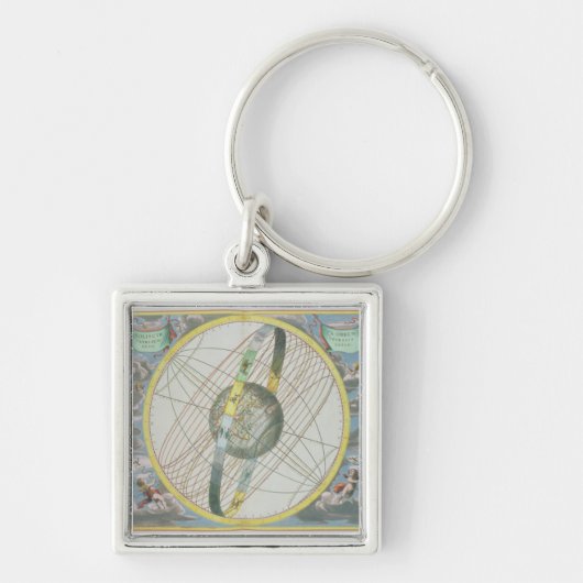 Eartのまわりで月の軌道を図表にする地図 キーホルダー (正面)