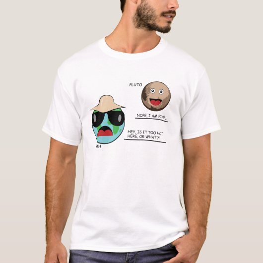 Earth and Pluto - Funny Discussion Tシャツ (正面)