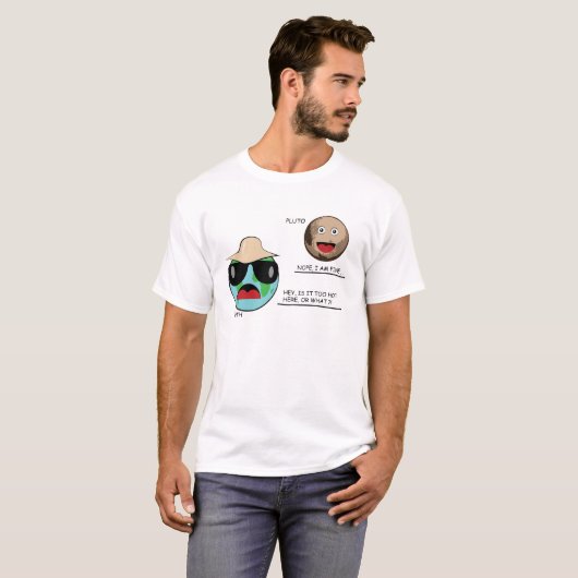 Earth and Pluto - Funny Discussion Tシャツ (正面フル)