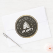 Earth Brown & Taupe Honey LabelとSkip & Bees ラウンドシール (封筒)