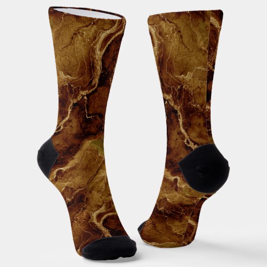 Earth Color Marble Pattern with Intricate Veins ソックス (傾斜あり)