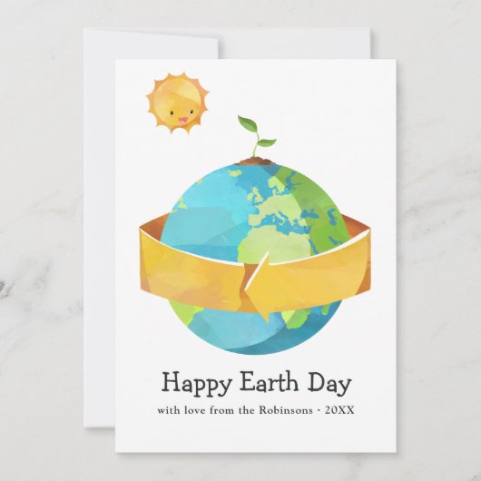 Earth Day家族の写真グリーティング カード (正面)
