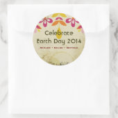 Earth Day 2014フローラ抽象芸術シール ラウンドシール (バッグ)