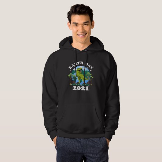 Earth Day 2021 Dinosaur Rex Planet and Animals パーカ (正面フル)