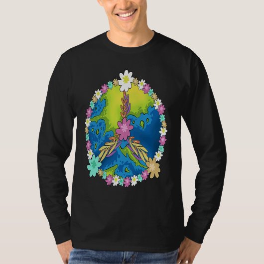 Earth Day 2022 Flowers Peace Sign  For Girls Boys Tシャツ (正面)