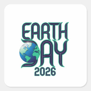 Earth Day 2026 モダン・タイポグラフィ・エコデザイン スクエアシール