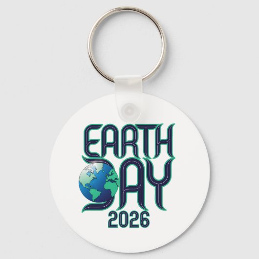 Earth Day 2026 | Modern Typography Eco Design キーホルダー (正面)
