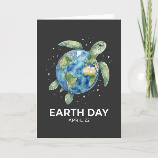 Earth Day April 22 turtle slogan save ocean  カード (正面)
