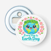 Earth Day Button Bottle Opener 栓抜き (正面)