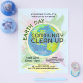 Earth Day Community Clean Up Poster Hand-Drawn チラシ (シングル)