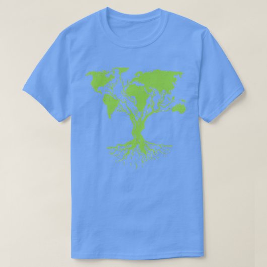 Earth Day Cute World Map Tree Pro Environment Pla Tシャツ (デザイン正面)