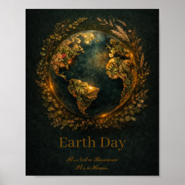 Earth Day Dark Botanical Wreath Nature Lover Gift ポスター