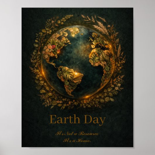 Earth Day Dark Botanical Wreath Nature Lover Gift ポスター (正面)
