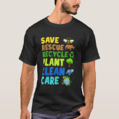 Earth Day Environmental Protection Save Bees Rescu Tシャツ (正面)