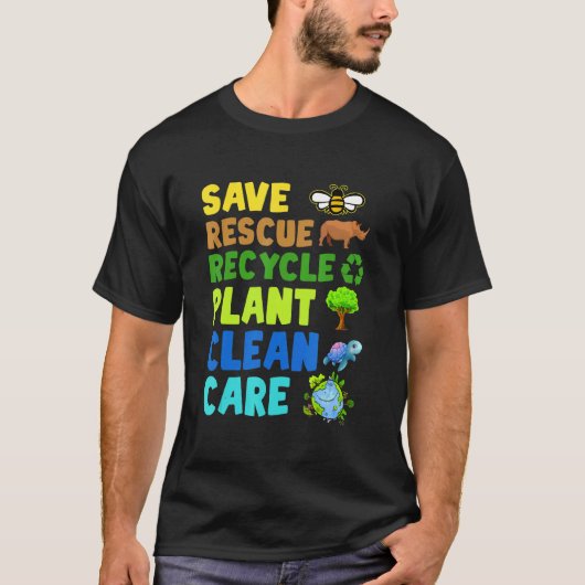 Earth Day Environmental Protection Save Bees Rescu Tシャツ (正面)