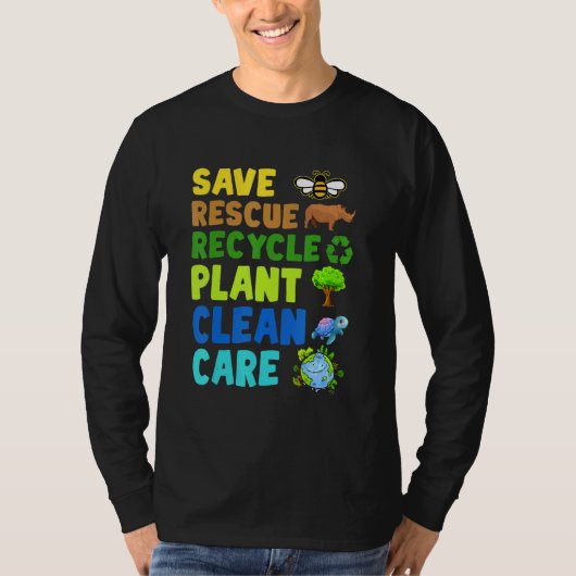 Earth Day Environmental Protection Save Bees Rescu Tシャツ (正面)