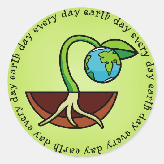 Earth Day Every Dayスタンプ ラウンドシール (正面)