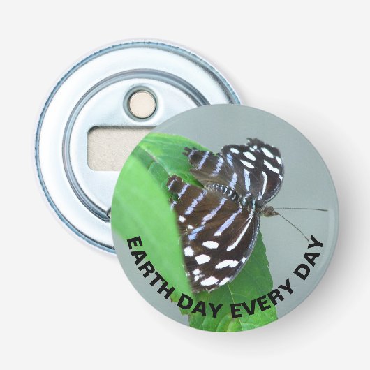 Earth Day Every Day Blue Wave Butterfly写真 栓抜き (正面)