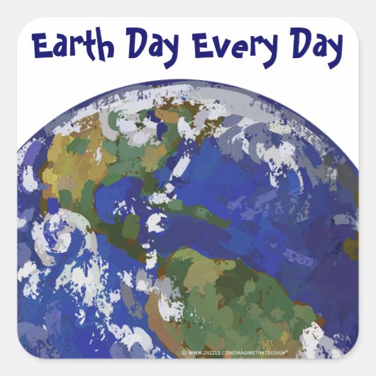 Earth Day Every Day Earth Artスタンプ スクエアシール (正面)