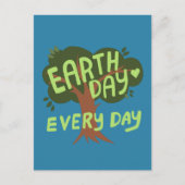 EARTH DAY EVERY DAY HANDLETTERED Tree ポストカード (正面)