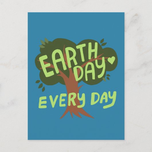 EARTH DAY EVERY DAY HANDLETTERED Tree ポストカード (正面)