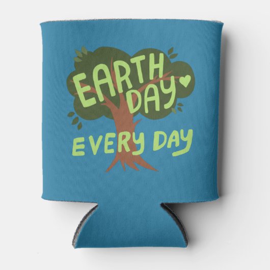 EARTH DAY EVERY DAY HANDLETTERED Tree 缶クーラー (正面)
