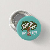 EARTH DAY EVERY DAY HANDLETTERED Tree 缶バッジ (正面&裏面)