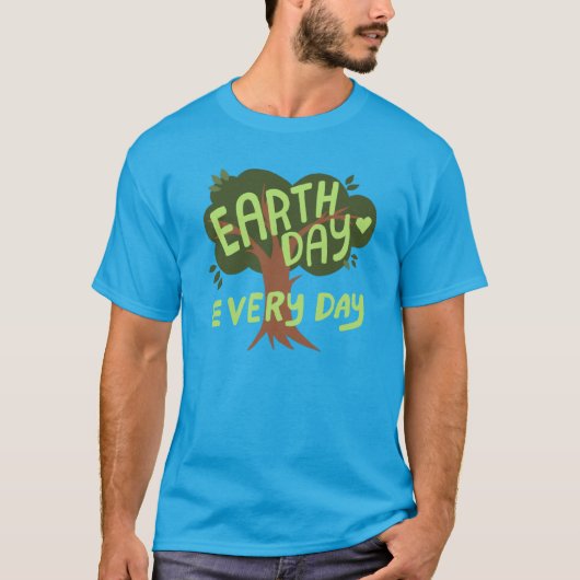 EARTH DAY EVERY DAY HANDLETTERED Tree Tシャツ (正面)