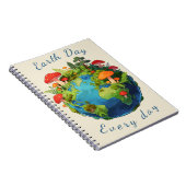 Earth Day Every Day Nature Planet Design ノートブック (右側)